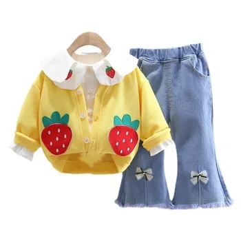 Noi Primavara Toamna pentru Copii Haine Copii Fete de Moda Sacou Cămașă Pantaloni 3Pcs/Seturi Copilul Costum pentru Sugari Treninguri Copii