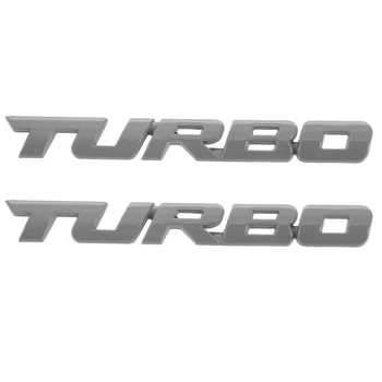 2X TURBO Auto Universal cu Motociclete 3D Auto Metal Emblema, Insigna Decal Autocolant, Argint