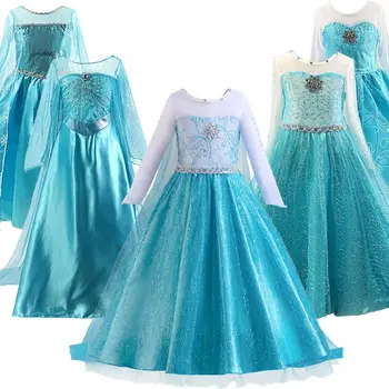 Elsa Costume pentru Fete de Halloween Petrecere de Carnaval Printesa Rochie de Până Aniversare pentru Copii Cosplay Dress Copii Vestidos 4-10 Ani
