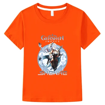 Genshin Impact tricou 100%Bumbac Vara cu Maneci Scurte Shenhe Grafic Tricou Desene animate Tricou pentru Fete de Moda Japoneză Băieți Tees