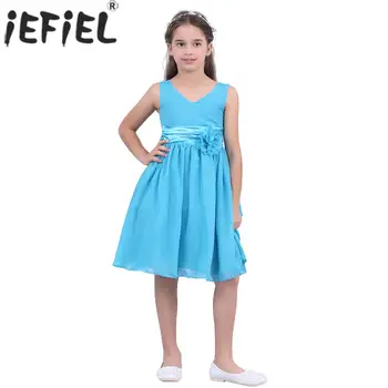 Iefiel Flower Princess Fete Dress Genunchi Lungime Elegant Rochie Superba pentru Copii, Petrecere, Banchet de Nuntă Purta