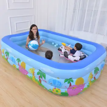Gonflabile Înot Centru Familie Lounge Piscina pentru copii de Animale Dreptunghiulară 3 inele piscină de vară pentru Copii jocul cu apa piscinei
