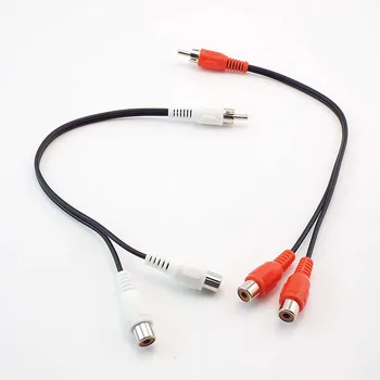25CM 2way RCA de sex feminin la femei Y Splitter roșu, alb Conector Cablu RCA de sex Masculin la 2 RCA Mufa Adaptoare Audio Cablul de Sârmă