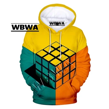 WBWA Moda Imprimate 3D Cub Rubik Bărbați Femei Hanorac Baieti Fete de Moda Jumperi Cântăreață Pop Jachete Toamna și Iarna Clothi
