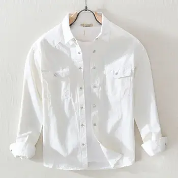 Tineret Coreea Style Moda Camasi Cu Maneca Lunga 2023 Mens Harajuku Supradimensionat Tricou De Culoare Solidă Butonul Până Camasi Bluze R04