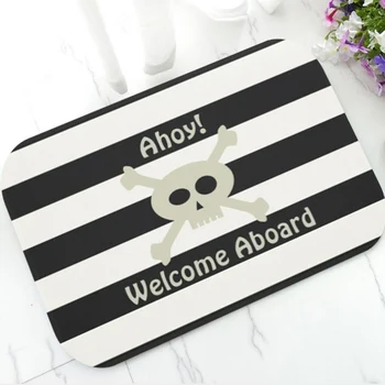 Amuzant Ahoy Pirat Craniu Dungă bine ați venit la Bordul Covoraș pentru Baie, Bucatarie Schelet Pirat Preș Covor Covor Decor Acasă Cadou