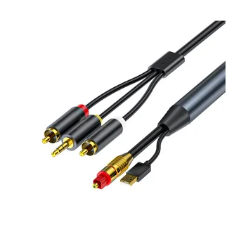 De la Digital La Analog Audio de Conversie Cablu 2RCA+Jack de 3,5 Mm Cablu Audio Stereo pentru HDTV,DVD-uri,Căști(4.9 M)
