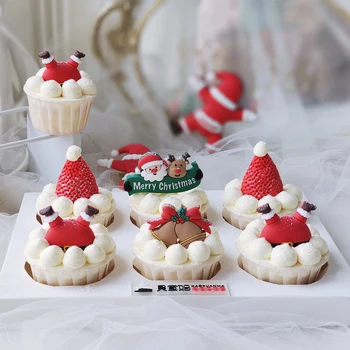 Creative De Decorare Tort Consumabile Moș Crăciun Culcat În Zăpadă Tort Fân Pentru Crăciun Fericit Cupcake Coș Tort Semn