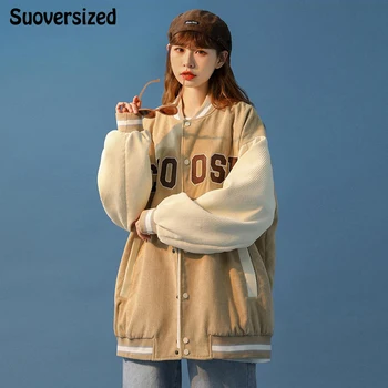 Supradimensionate Liber Streetwear Broderie Baseball Haina Coreean Îmbrăcăminte Exterioară Mozaic Femei Vrac Jachete Casual De Primavara Toamna Chaquetas