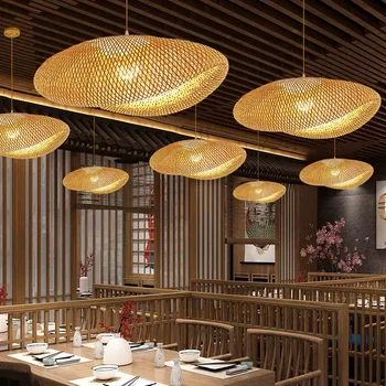 Bambus țesute candelabru restaurant Chinezesc masa lampă Japoneză creative rurale homestay rattan țesute lămpi estetice