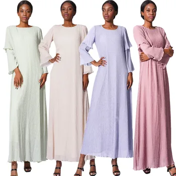 2024 Vară Șifon Maxi Rochie Plisată Femeile Musulmane Abaya Dubai Turcia Caftan Haine Islamice Eid Al Adha Jalabiya Halat De Caftan