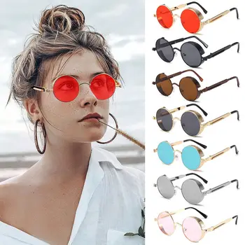 Femei Barbati Retro Rotund Ochelari de Steampunk ochelari de Soare Gotic Ochelari de Soare UV400 Protecție