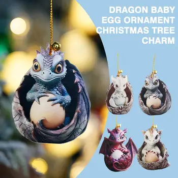 Dragon Copil Ou Ornament Pom de Crăciun Farmec Decor Drăguț de Crăciun Desene animate Acrilice Breloc Auto Pandantiv Pandantiv Sac T0B7