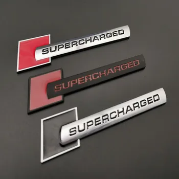 3D Metal Cromat Negru Roșu Logo-ul SUPRAALIMENTAT Emblema Auto Fender Insigna Decal Pentru Audi A4L A5 Q5 SUPRAALIMENTAT Stikcer Accesorii