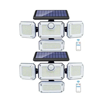 Lumini solare în aer liber, Senzor de Mișcare 333 Lumini de Inundații LED, Alimentat cu energie Solară Securitate Lumini Exterior, cu 2 telecomenzi