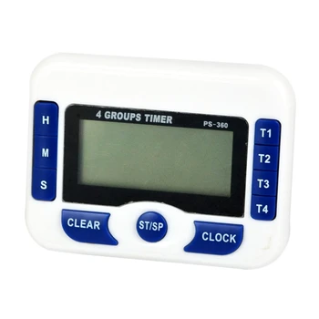 Bucătărie Timer Ou Timp de Preparare Memento Electric Digital-Display LCD 4 Canalului Temporizator pentru Copt Birou Școală