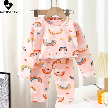 Copii Pijamale Noi Băieți Fete Toamna Desene animate Dinosaur Maneca Lunga O-Neck T-Shirt, cu Pantaloni Copilul copil Pijamale Seturi de Îmbrăcăminte
