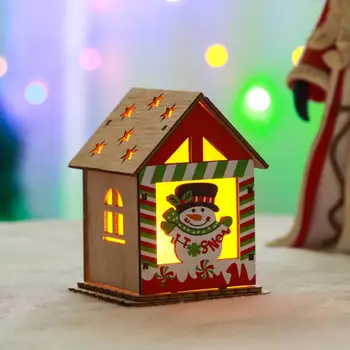 Strălucire Cabină Decor Casa de Lemn Ornament Baterie Xmas Copac Agățat Decoratiuni de Craciun cu Led-uri de Lumină Cabină pentru Copii