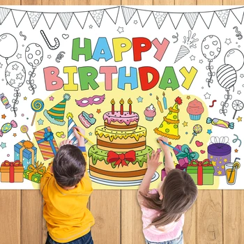 Ziua de Cărți de Colorat pentru Copii de Colorat Poster Mare de Colorat față de Masă pentru Fete Baieti Happy Birthday Party Consumabile Favoare