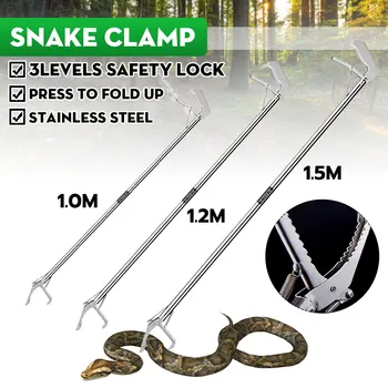 1,5 M/1.2 M Snake Clemă De Veghe Din Oțel Inoxidabil Șarpe Clește De Prindere Pliabil Șarpe De Blocare Catcher Instrumente De Manipulare Stick Reptile Catcher