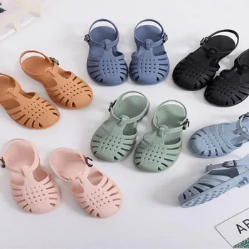 Primăvara Și Vara Non-Alunecare de Sandale Romane pentru Copii Talpă Moale Baotou Plat Perforat Băieți Și Fete Copilul de Agrement Jeleu Pantofi
