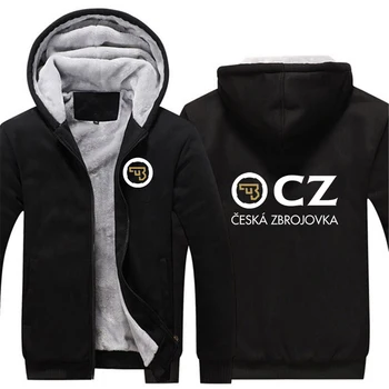 2023 Toamna Iarna Barbati CZ Ceska Zbrojovka cehă Arme de foc Logo-ul de Imprimare Îngroșa cu Glugă Glugă Mozaic Casual Streetwear Strat Cald