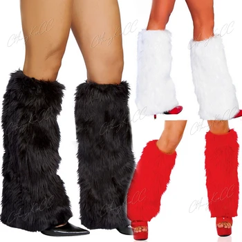 Costume Xmas Petrecere De Crăciun Cosplay Accesoriu De Moda De Iarnă De Culoare Solidă Femei Capace De Boot Cald Blană Faux Blana Încălzit De Picior