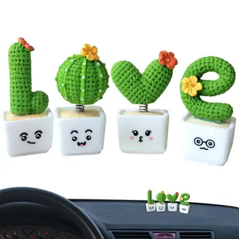 Mini Ghiveci Cactus 4buc Drăguț Cactus Decor Pentru Bord Auto Mini Rășină de Plante Ghiveci DIY Pentru Bord Auto Dormitor Acasă