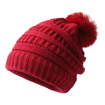 Iarna Pălărie de Lână Moale, Cald Tricotate Pălărie de Iarnă cu Minge de Plus Decor Windproof Elastic Anti-alunecare în aer liber Cap Căciulă de Iarnă Caldă