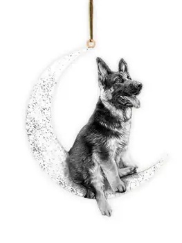 Ornamente De Animale Animale Pandantiv Dog Stai Pe Lună Câine Model Coarda Design Pandantiv Drăguț Și Durabil, Perfect Pentru Pomul De Crăciun