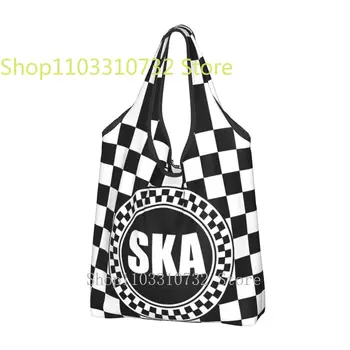 2 Ton Muzica SKA-rock, SKA Logo-ul de Cumpărături Refolosibile sacose de Cumparaturi Pliabil Două Ton 2Tone SKA Verificați Punga Eco Eco-Friendly Ușor