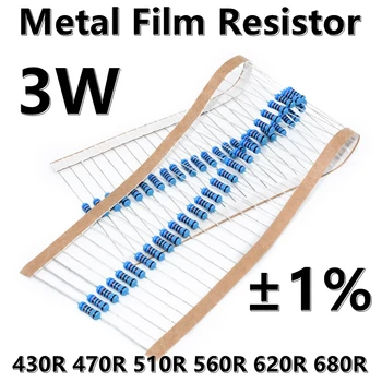 (10buc) 3W Metal Film Rezistor de 1% cinci inel de culoare rezistor de precizie 430R 470R 510R 560R 620R 680R ohm Ω