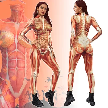 2022 Halloween Cosplay, Costume Pentru Barbati Femei 3D Atac Pe Titan Anime Tipărite Musculare Zentai Body, Salopete