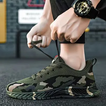 Pantofi pentru bărbați de zbor țesute respirabil agrement pantofi de sport în aer liber pantofi sport ochiurilor de plasă superioară pantofi de protecție a muncii pantofi pentru bărbați