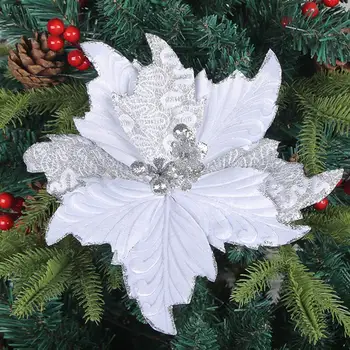 De Crăciun Artificial Flori de Simulare Flori Artificiale Poinsettia Paiete Pânză de Flori Uimitoare de Interior/exterior Petrecere de Crăciun