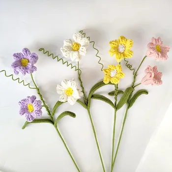 Manual Daffod Petrecere de Nunta Decor Acasă de Ziua Îndrăgostiților Tricotat Terminat Buchet de Flori Croșetat Flori Artificiale