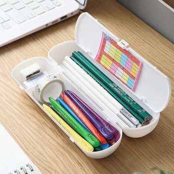 Creion De Culoare Solidă Caz De Mare Capacitate Cerc Creion Sac De Depozitare Simplu Creion De Box-Office Rechizite Școlare Papetărie Cutie