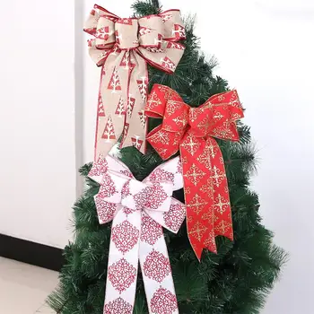 Noul Mare De Crăciun Arc Bumbac Imprimat Arcuri Pentru Meserii De Anul Nou Decorare Arcuri Pe Pomul De Crăciun Decorare Copac