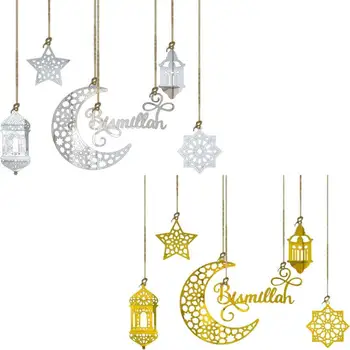 Eid Decoratiuni Eid Mubarak Decor De Stele Luna Agățat De Fundal Pandantiv Forma De Ornament Festiv Pentru Acasă, Masă Cameră Decor