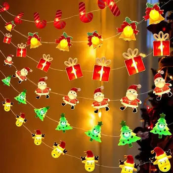 Decor De Crăciun Led Lumini Șir Moș Crăciun, Om De Zăpadă Cap De Cerb De Crăciun Copac Bell Decor