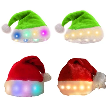 H7EA 5-Piese Luminos LED Pălărie Mos craciun de Anul Nou pentru Copii Capac Beanie pentru Adulți și Copii Perfect pentru Întâlniri de Crăciun