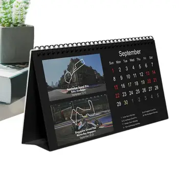 F1 Racing Calendar de Birou 2024 F1 Desktop Calendar Ușor de Planificare de zi cu Zi Program Planner Twin-Wire Obligatorii de Curse Calendar pentru