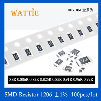 SMD Rezistor 1206 1% 0.82 R 0.825 R 0.85 R 0.91 R 0.96 R 0.99 R 100BUC/lot chip rezistențe de 1/4W 3.2 mm*1.6 mm rezistență Scăzută valoare