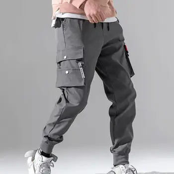 Barbati Pantaloni De Moda Coreeană Cordon Buzunar Multi Talie Elastic Pantaloni Casual Picior Drept Jogging Pantaloni Sport Pantaloni