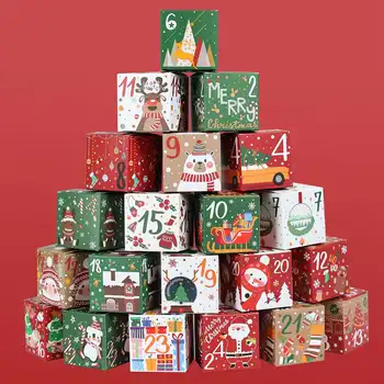 24Pcs de Crăciun Advent Calendar Cutie de Cadou de Hârtie Kraft Bomboane, Cookie-uri Cutie de Copii Petrecere de Anul Nou Cadou Favoruri Navidad 2023 Xmas Decor