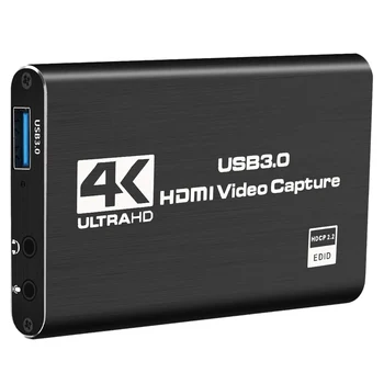 Game Capture Card, USB 3.0 4K Audio Card de Captura Video cu HDMI Loop-Out 1080P 60FPS Live Streaming pentru PS4, Comutator
