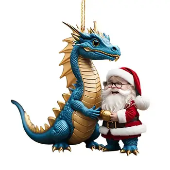 Animale Decoratiuni pentru Pomul de Crăciun 2D Acrilic de Desene animate Dragon Moș Crăciun Agățat Ornamente de Crăciun Independent pentru Perete Copac Masina