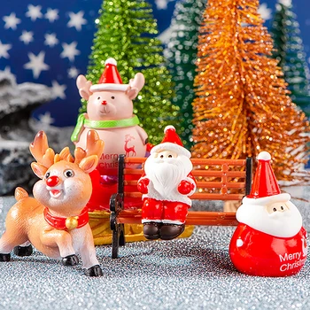 PC om de Zăpadă Drăguț Figurine Moș Crăciun Cerb Ornamente de Crăciun Rășină Miniaturi Cadouri Home Garden Decor Pentru 2024 Cadouri de Anul Nou