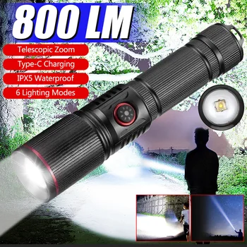 800LM 30W Super Puternic LED Alb, Laser Wick Lanterna USB de Încărcare Aliaj de Aluminiu Tactice Lanterna Zoom Auto-apărare Camping