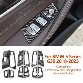 Pentru BMW Seria 5 G30 G38 528li 530li 540li 2018-2023 Fibra de Carbon Geam Mașină de Ridicare Butonul Autocolant Decorativ Accesorii
